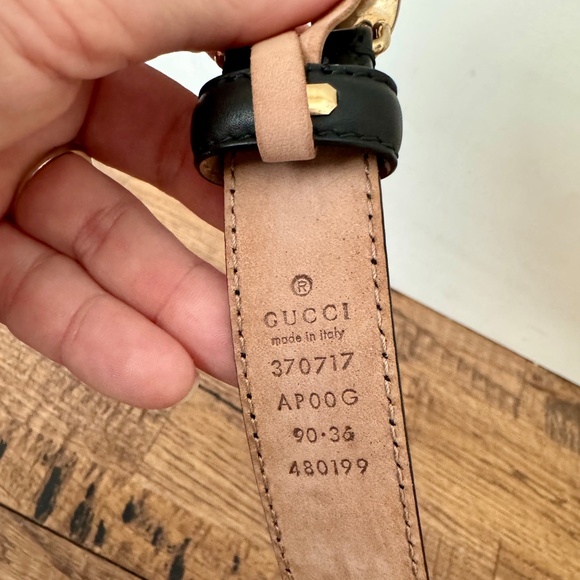 Gucci Interlocking G Buckle Belt Black Leather Gold 90 36 370717 - Picture 6 of 10